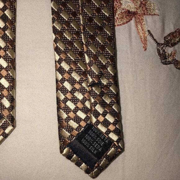 Valerio Garati Tan Ivory Brown Silk Tie - Picture 3 of 4